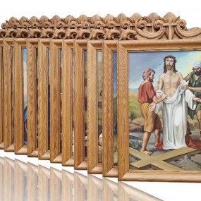 Way of the cross, 14 stations, frame carved by Bourgault 