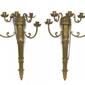 #56052 - 85$ ch. Wall brass repro candlesticks