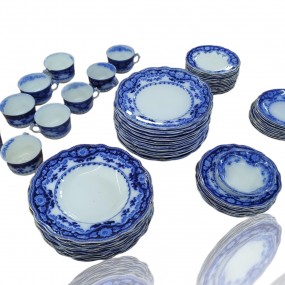 #56419 - 275$ Vintage flow blue crumlin dishes set 