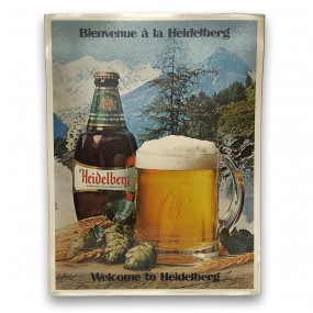 Affiche publicitaire cartonnée de la bière Heidelberg, enseigne, pancarte 
