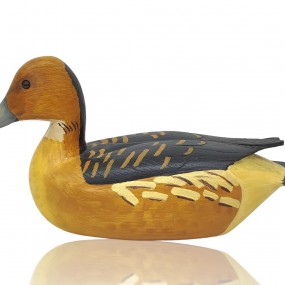 #55763 - 185$ Appelant, canard sculpté en bois, signé Léo Chagnon 