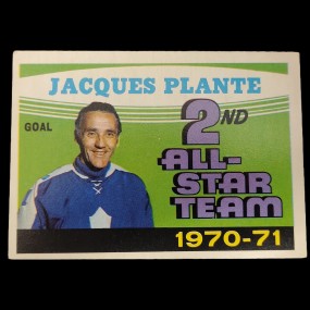 Carte de hockey de Jacques Plante, 2nd all-star team, o-pee-chee #256, 1971-72 