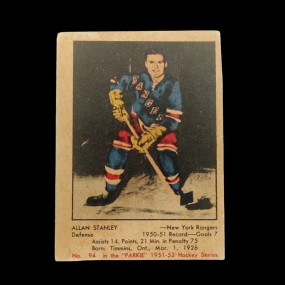 #57269 - 65$ Carte de hockey Parkhurst recrue de Allan Stanley 1951-52, #94 