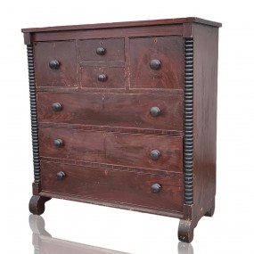 Commode à chapeaux, couleur faux-fini d'origine, clous carrés 