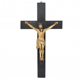 Crucifix avec corpus sculpté en bois 