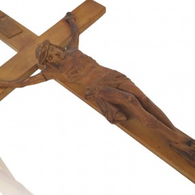 Crucifix avec corpus sculpté en bois, attribué à Médard Bourgault 