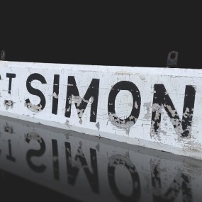 #56243 -  St-Simon train station wooden sign 