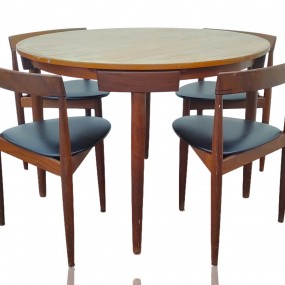 Set of mid century modern table and chairs signed Frem Rojle, Danmark