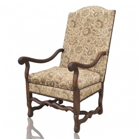 Fauteuil (reproduction) avec piétement dit os de mouton, chaise rembourrée 