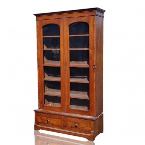 #55726 -  Large walnut bookcase armoire 