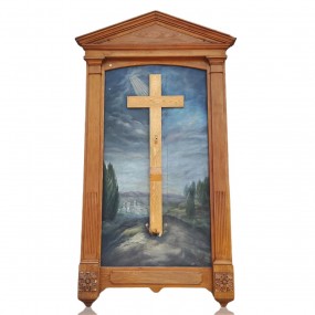 Vintage cross with painting, 10 feets high 