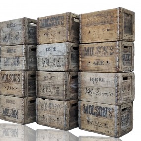 Lot of vintage wooden Molson's crates 