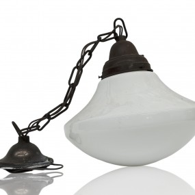 Luminaire avec globe verre de lait ''milk glass'' lampe, lustre