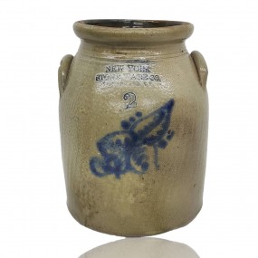 Merchant stoneware crock signed New York 