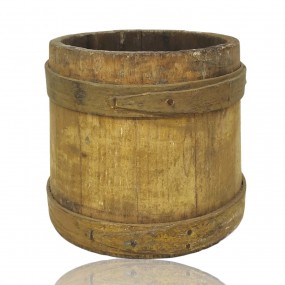 Antique round wooden bucket