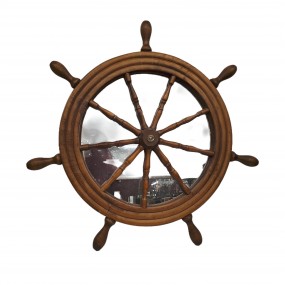 Roue de bateau, gouvernail avec miroir, décorative, fait avec rouet 