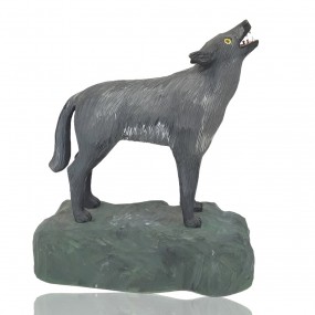 Folk art carving, Wooden wolf sculpture 