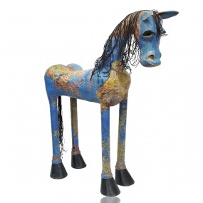 Sculpture en papier mâché par Eddyenne Rodrigue, Le globe Trotter, cheval 