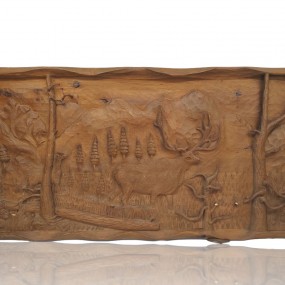 Sculpture sur bois, grand bas-relief, art populaire