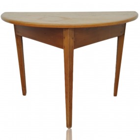 Table demi-lune en pin, clous carrés 