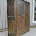 Armoire Québécoise en pin, 8 caissons soulevés, base chantournée, couleur d'origine et clous forgés  - 5