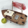 Bateau miniature en bois, sculpture art populaire  - 3