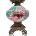 Victorian floral oil lamp  - 4