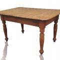 Antique turned legs table, 2 pine boards top  - 1