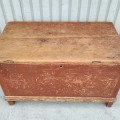 Antique Quebec blanket chest, forged nails and original color  - 6