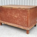 Antique Quebec blanket chest, forged nails and original color  - 8