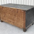 Antique pine blanket box, original color and square nails  - 6