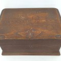 Antique carved top chest, box - 2