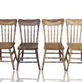 Set of 4 antique pressback chairs  - 1