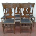 Set of 5 antique pressback chairs  - 4