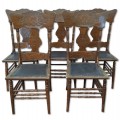 Set of 5 antique pressback chairs  - 1