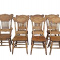 Set of 7 antique pressback chairs  - 1