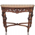 Set of antique walnut carved table and miror - 2