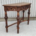 Set of antique walnut carved table and miror - 7