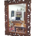 Set of antique walnut carved table and miror - 8