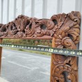 Set of antique walnut carved table and miror - 9