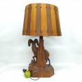 Folk art carved lamp signed by Clément Dubé  - 5