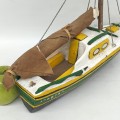 Wooden carved boat signed Durand, folk art sculpture  - 3