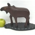 Folk art sculpture, moose carving signed C. Fournier  - 2