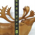 Wooden folk art carved caribou, sculpture signed Denis Dubé - 3