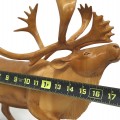 Wooden folk art carved caribou, sculpture signed Denis Dubé - 4