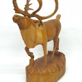 Wooden folk art carved caribou, sculpture signed Denis Dubé - 6