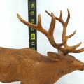 Wooden carved deer signed Denis Dubé, folk art sculpture  - 2