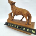 Folk art wooden wolf sculpture signed Guetan Godro - 4