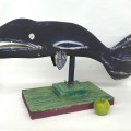 folk art whale sculpture signed Rejean Bernier  - 3