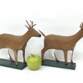 Folk art deers sculptures, carving signed Michel Dusablon  - 2